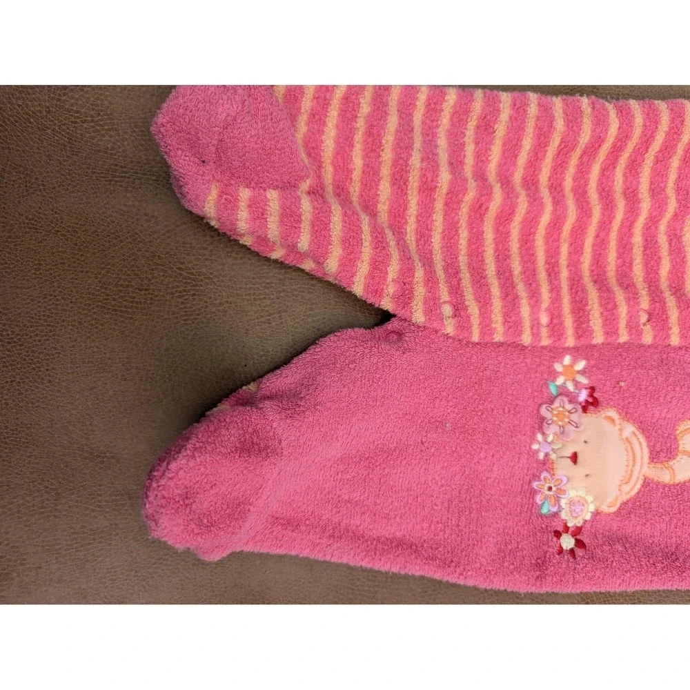 Vtg Carter's Pink Orange Stripe Cat Terry Cloth Baby Girl Sleeper 0-3 Mos Footed